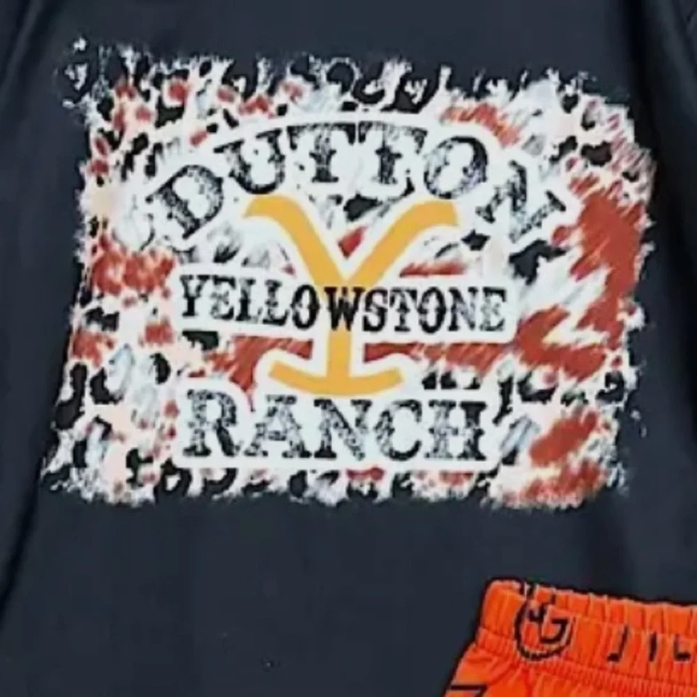 Yellowstone Dutton Ranch inspired Black Long Sleeve and Orange Flare Pant Set - Picture 3 of 4